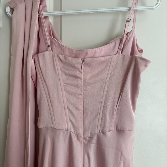Celine Corset Drape Satin Gown - Pink - Picture 9 of 10